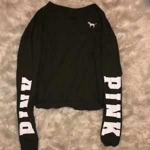 Navy Green PINK Crop Top